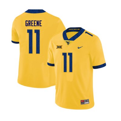 Men's West Virginia Mountaineers NCAA #11 Garrett Greene Yellow Authentic Nike Stitched College Football Jersey NA15J32LA